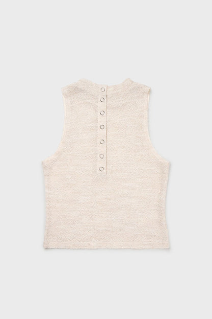 Knit sleeveless in ecru