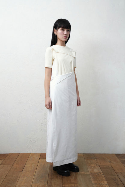 square wrap dress in white
