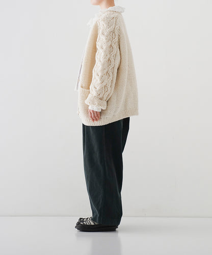 Peruvian Wool Cable Sleeve Knit Cardigan