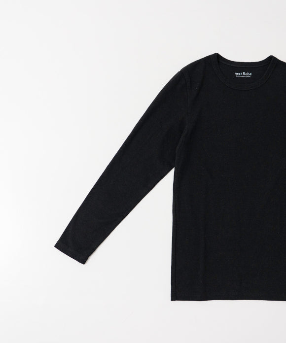 Raffy Cotton Rib Long Sleeve T Shirt - Black
