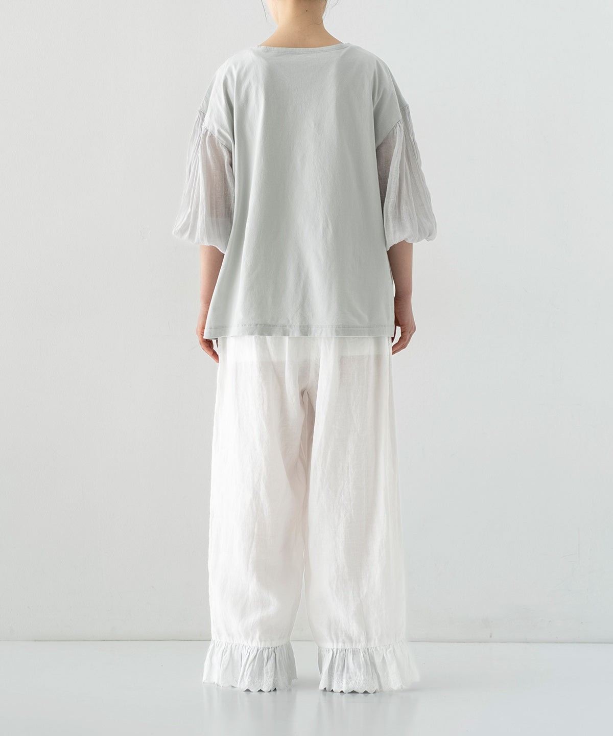 Linen Scallop Lace Frill Pants - Off White