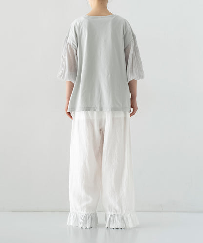 Linen Scallop Lace Frill Pants - Off White