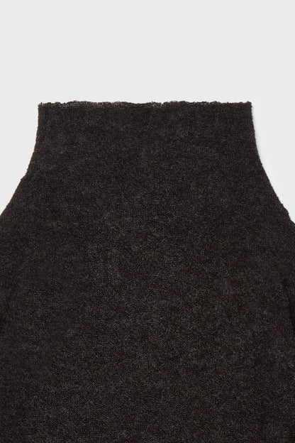 off-shoulder boucle pullover in charcoal