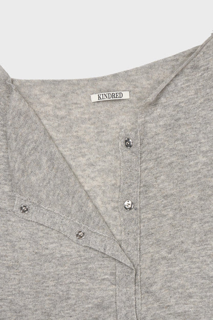 Off-shoulder cardigan in heather grey
