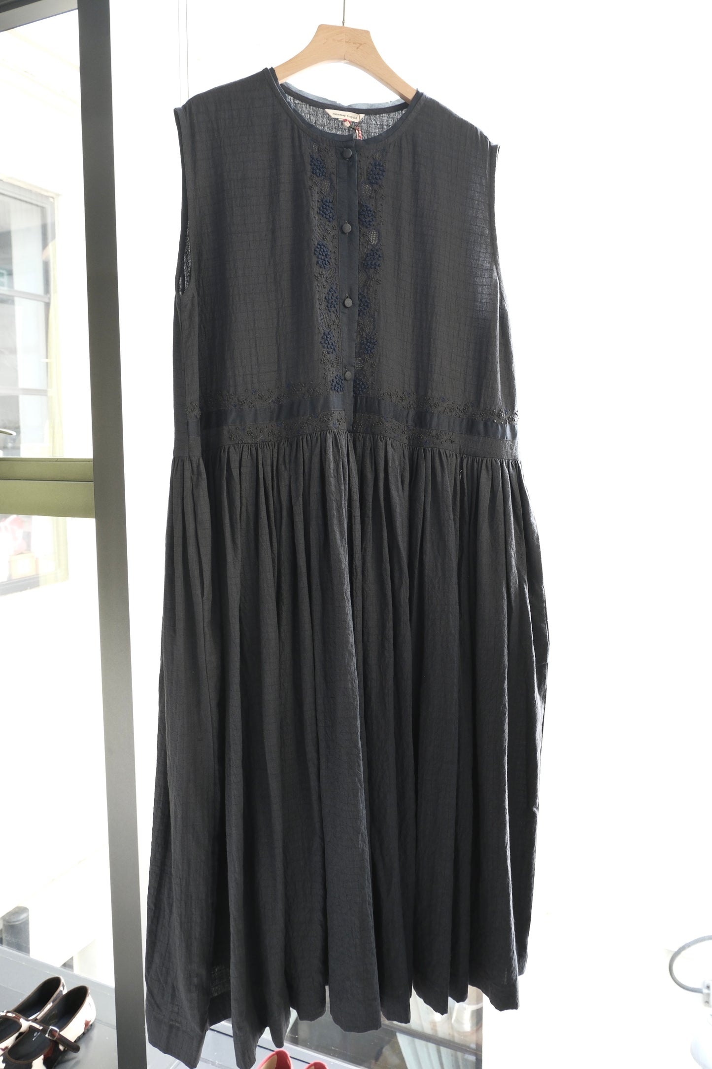 Iris Charcoal embroidered dress