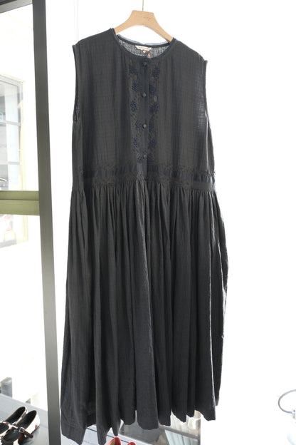Iris Charcoal embroidered dress