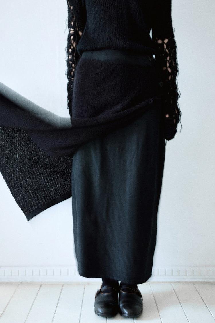 Fringed knit layered skirt