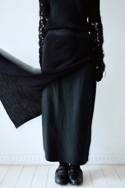 Fringed knit layered skirt