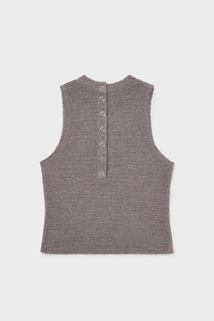 Knit sleeveless in purple ink