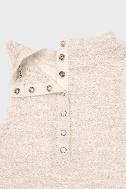Knit sleeveless in ecru