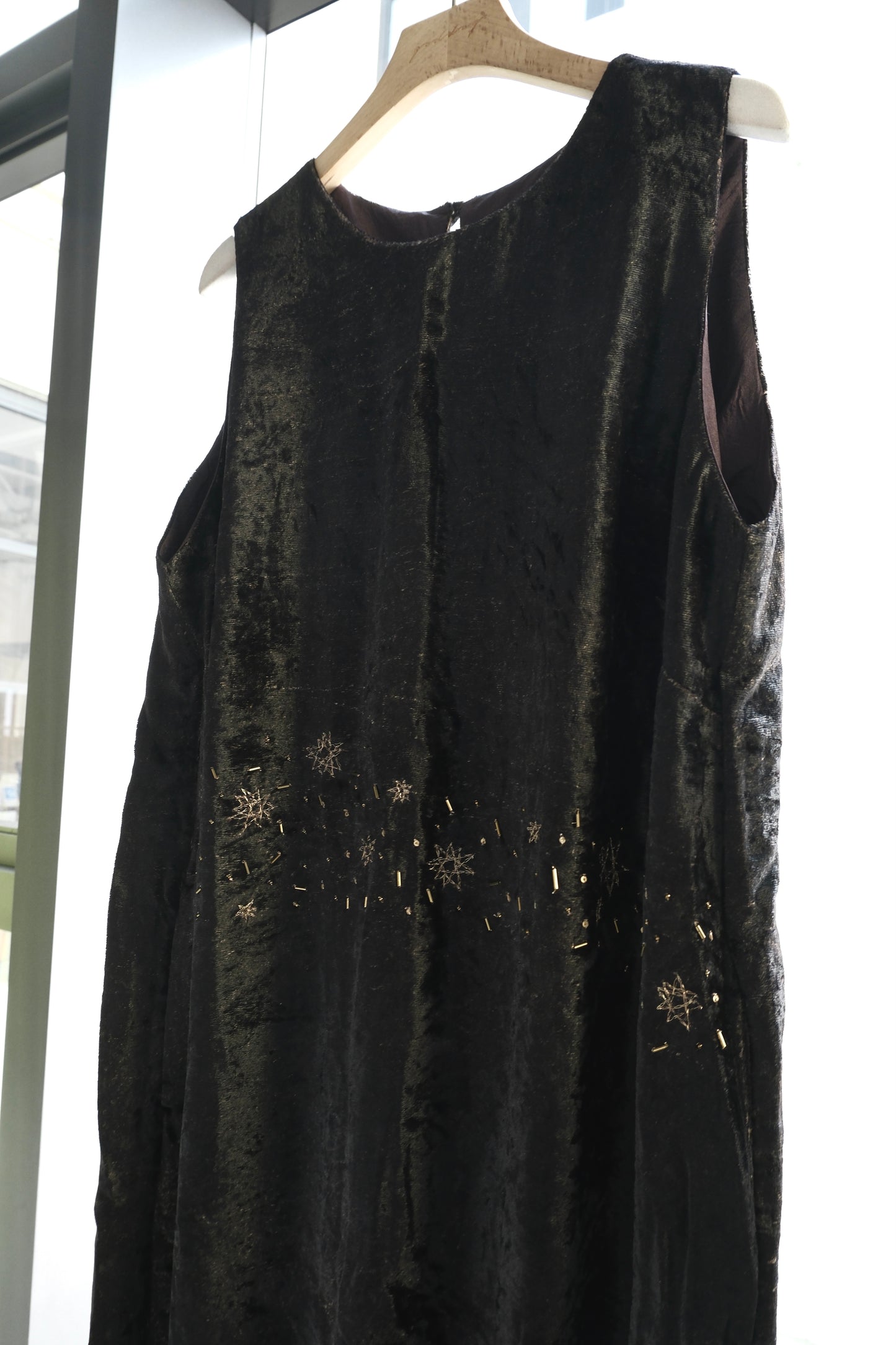 Lila Starry nights brown charcoal velvet dress
