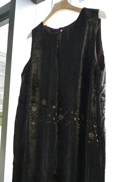 Lila Starry nights brown charcoal velvet dress