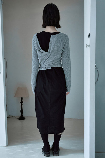 Cardigan layered jersey dress