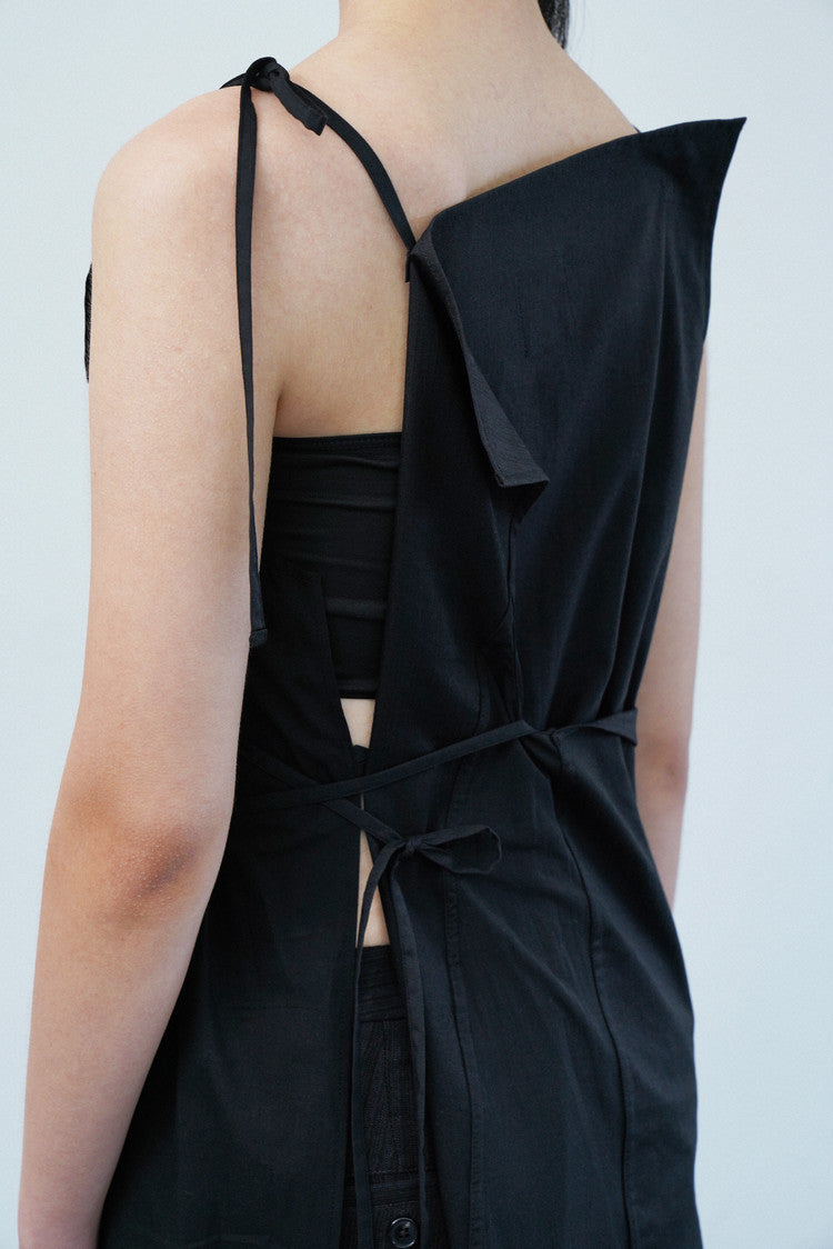 (Pre-order) Square wrap dress in black