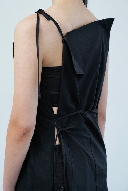 (Pre-order) Square wrap dress in black