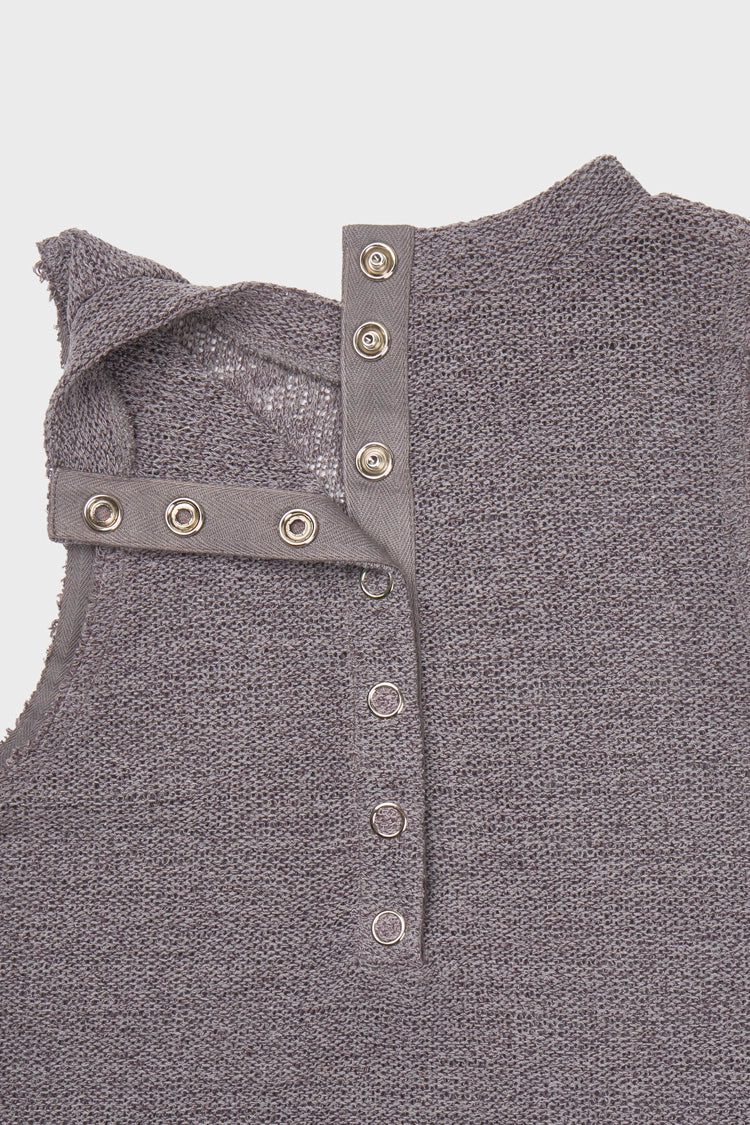 Knit sleeveless in purple ink