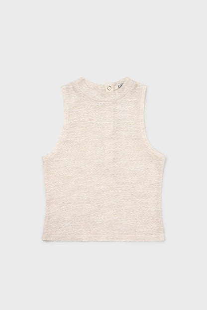 Knit sleeveless in ecru
