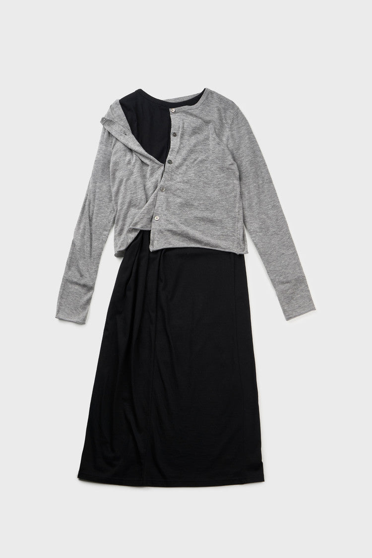 Cardigan layered jersey dress