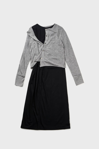 Cardigan layered jersey dress