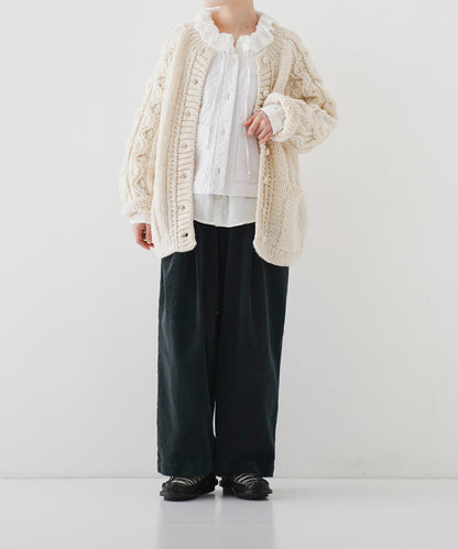 Peruvian Wool Cable Sleeve Knit Cardigan