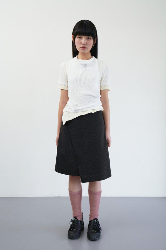 square knit vest in white