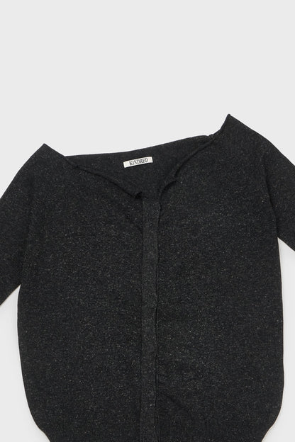 Off-shoulder cardigan in speckled ink
