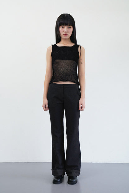 two toned knit sleeveless in black