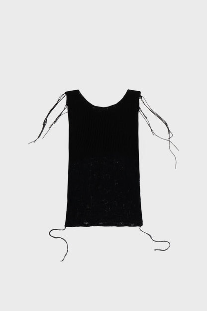 two toned knit sleeveless in black