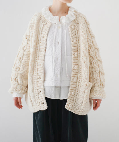 Peruvian Wool Cable Sleeve Knit Cardigan