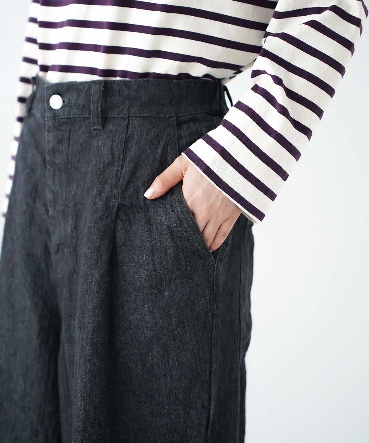nest Robe | Linen Black Denim Curvy Pants