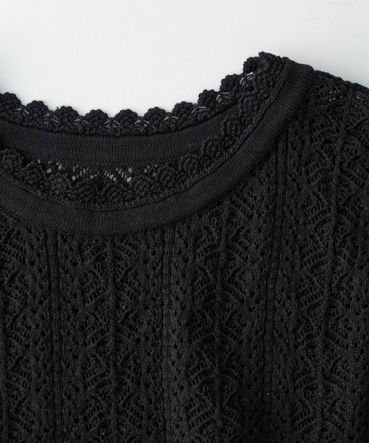 Openwork Lace Knit Vest - Black