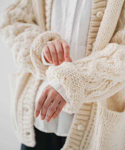 Peruvian Wool Cable Sleeve Knit Cardigan