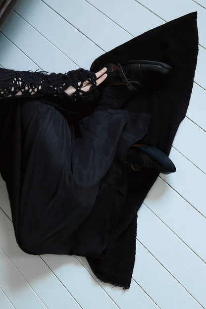 Fringed knit layered skirt