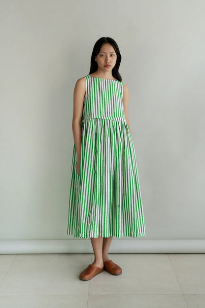 Anna green stripe dress