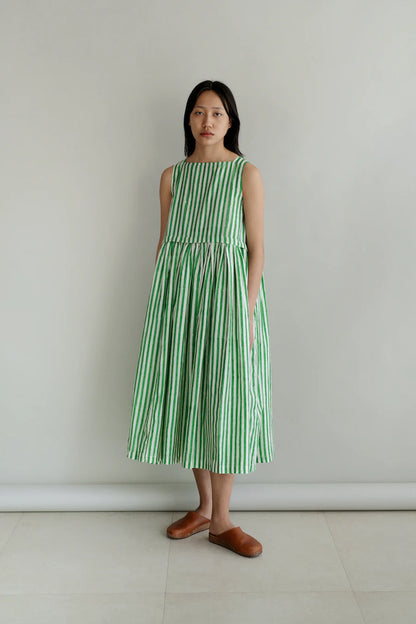 Anna green stripe dress