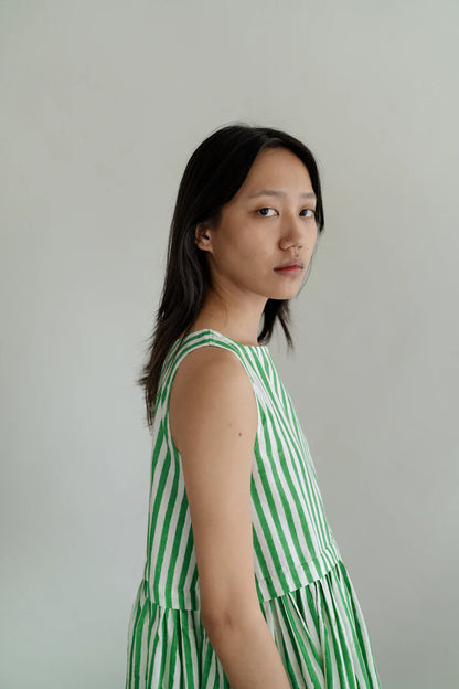 Anna green stripe dress