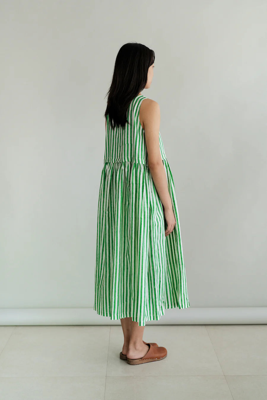 Anna green stripe dress