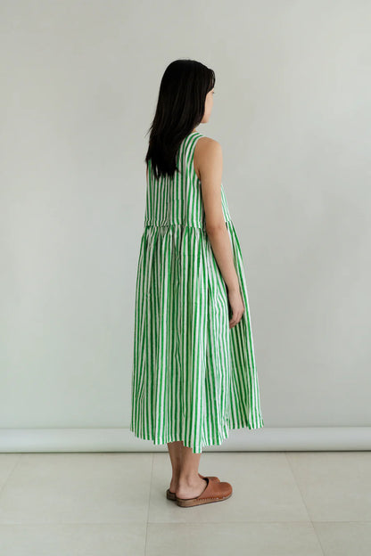 Anna green stripe dress