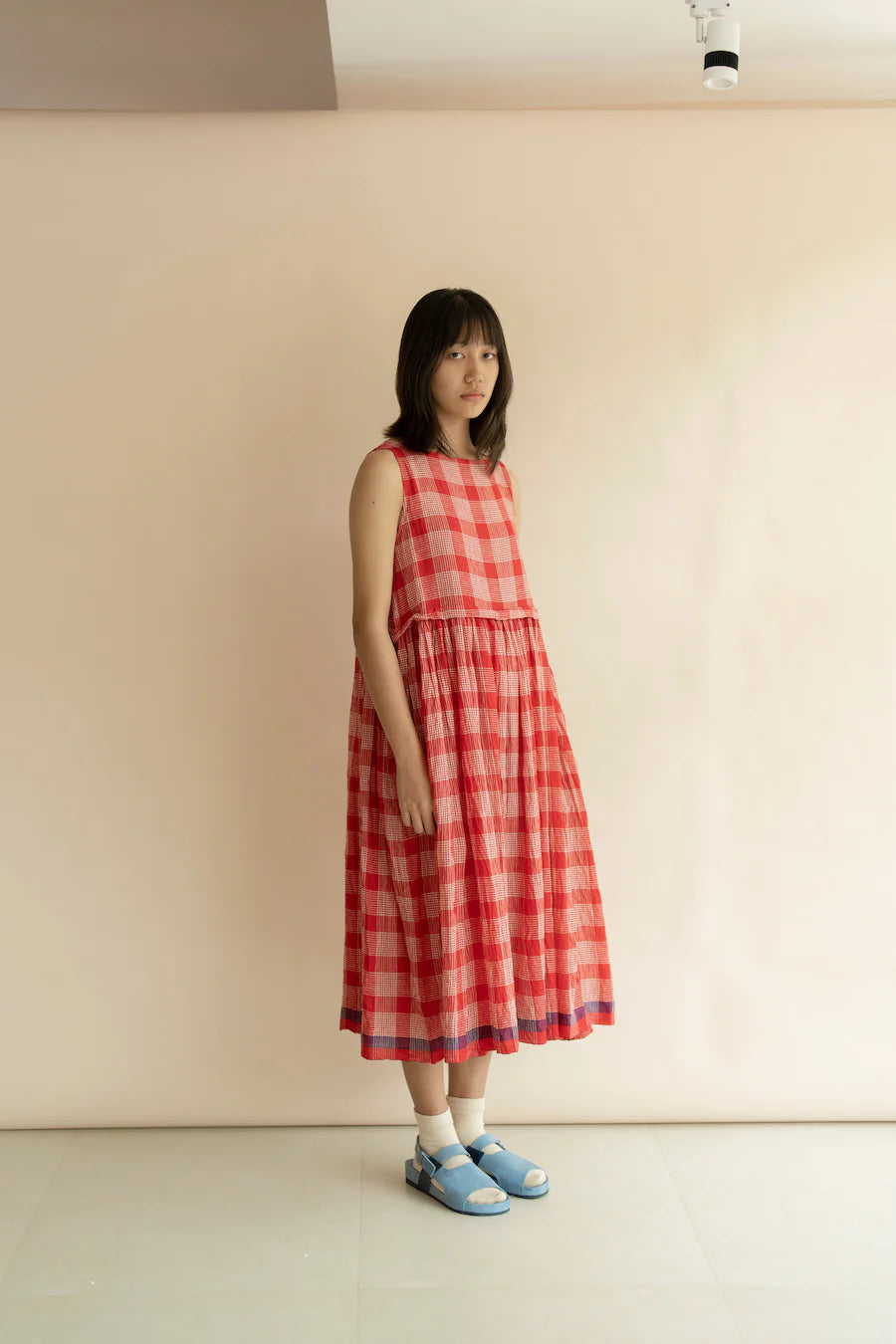 Anna red checks dress