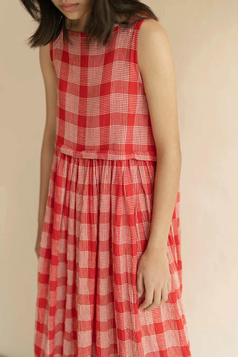 Anna red checks dress