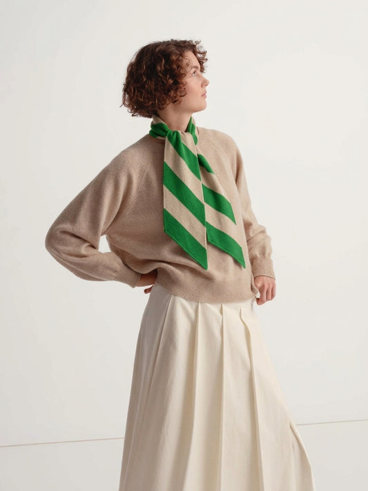 SMALL DIAGONAL STRIPE SCARF PAGODA & OATMEAL