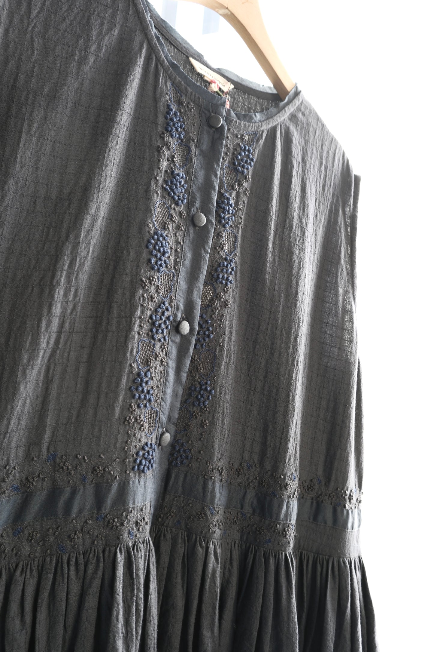 Iris Charcoal embroidered dress