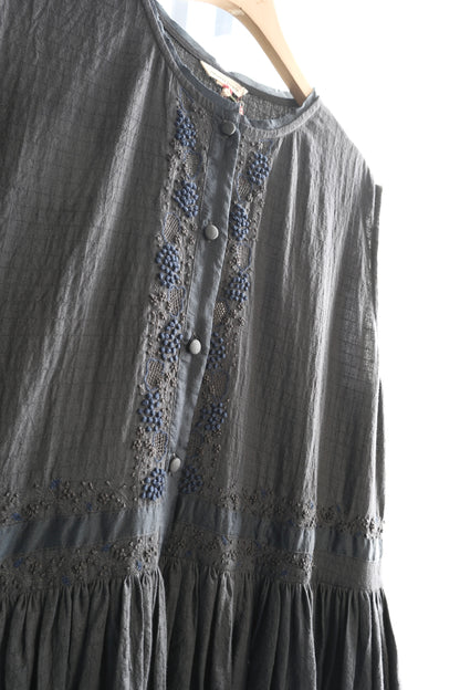 Iris Charcoal embroidered dress