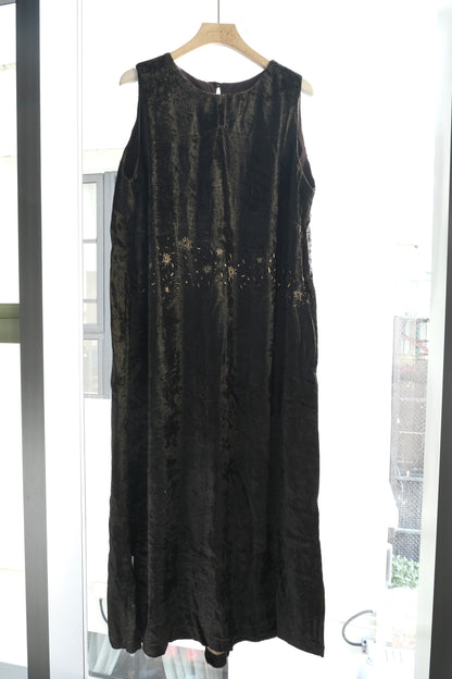 Lila Starry nights brown charcoal velvet dress