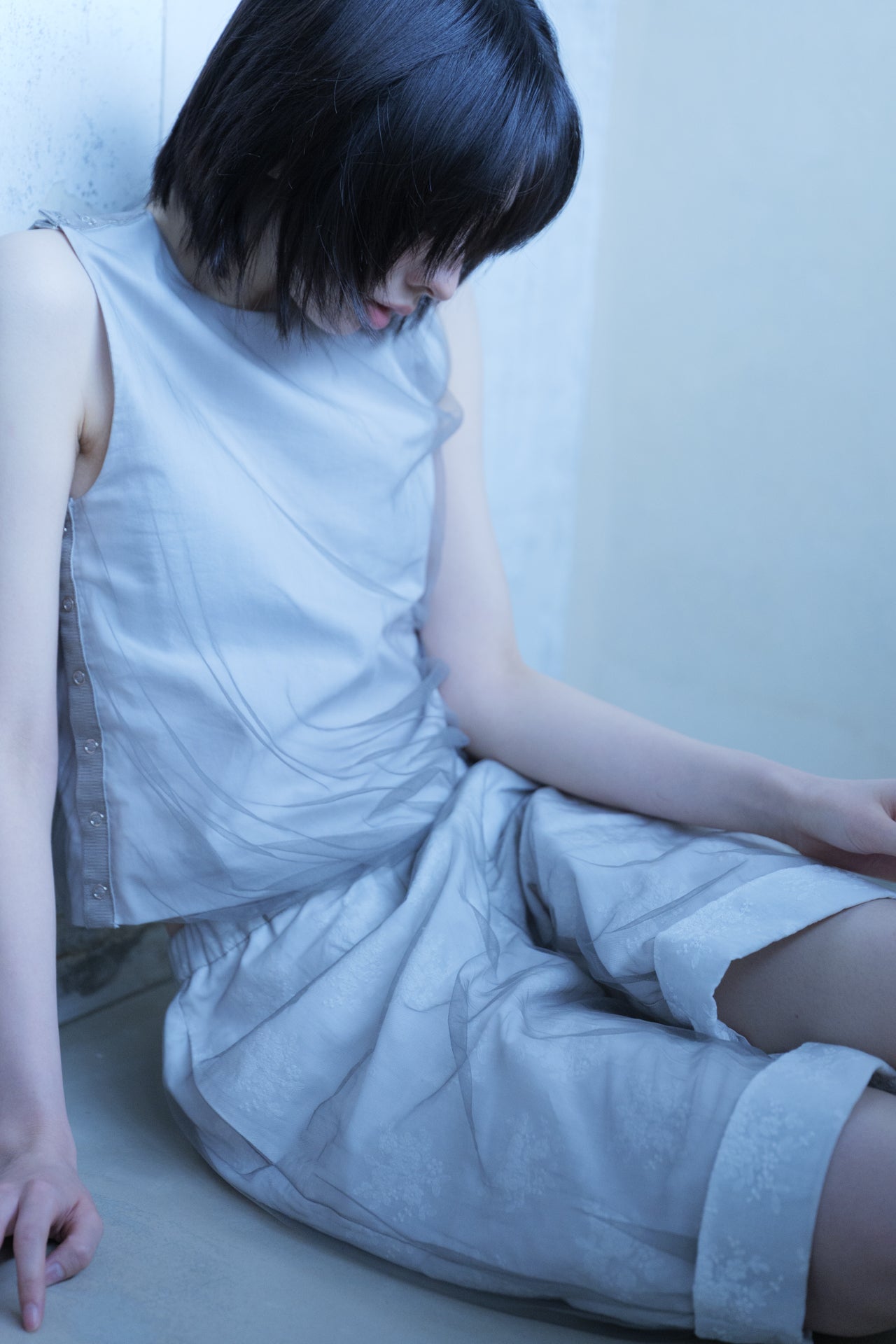Pleated tulle top