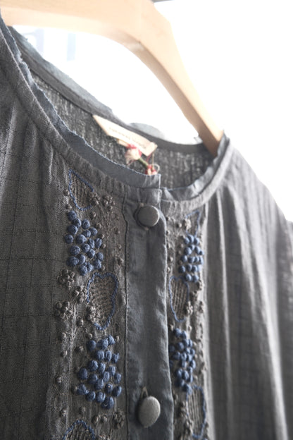 Iris Charcoal embroidered dress
