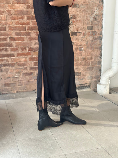 French LACETRIM SATIN SKIRT