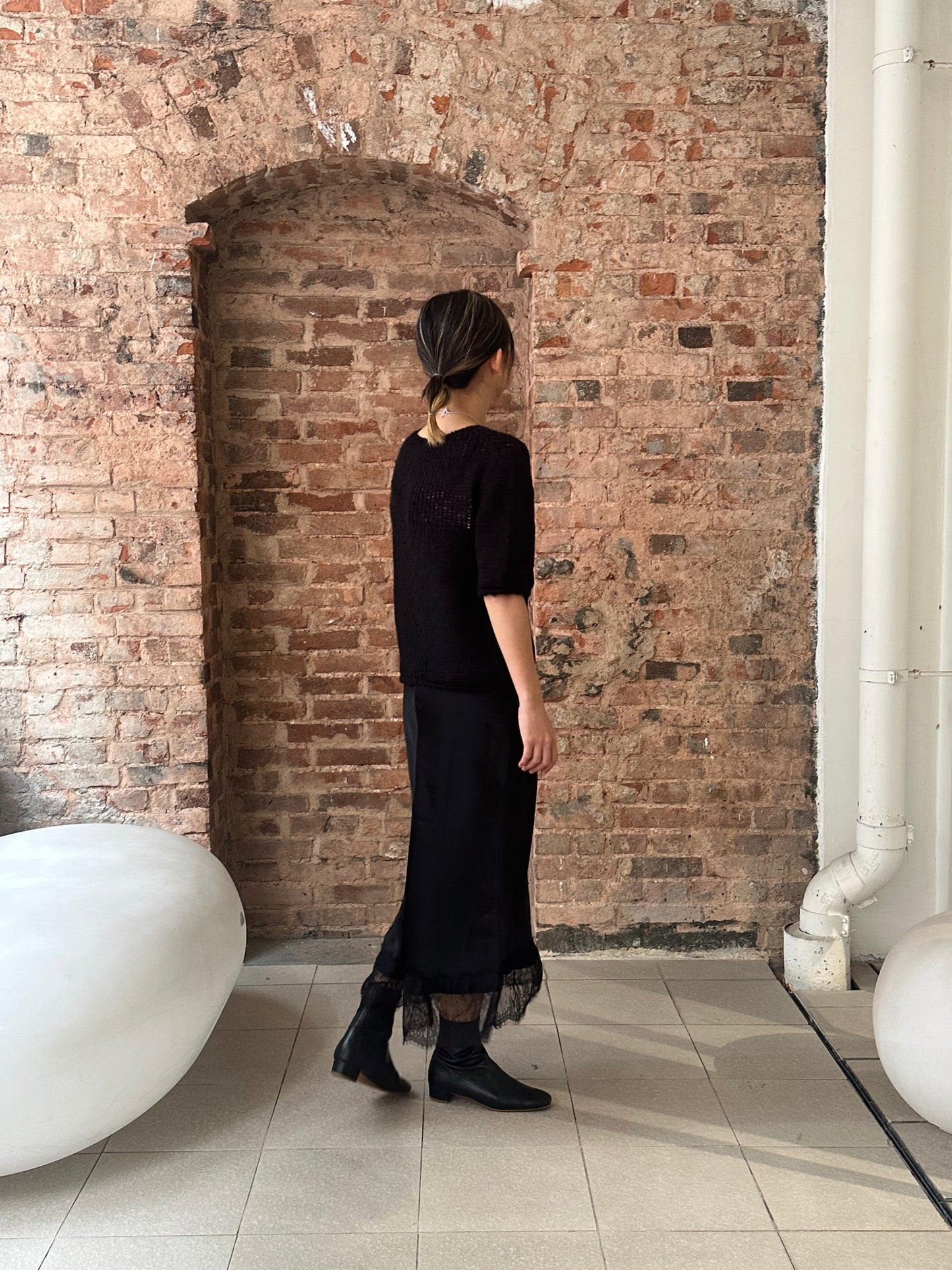 French LACETRIM SATIN SKIRT