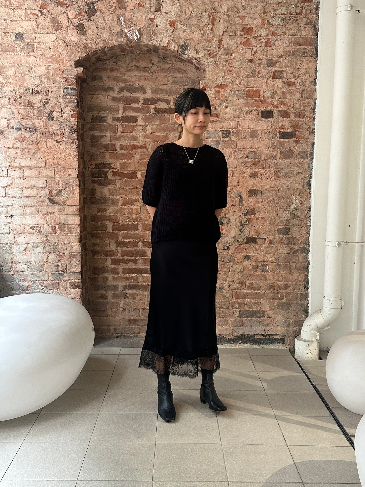 French LACETRIM SATIN SKIRT