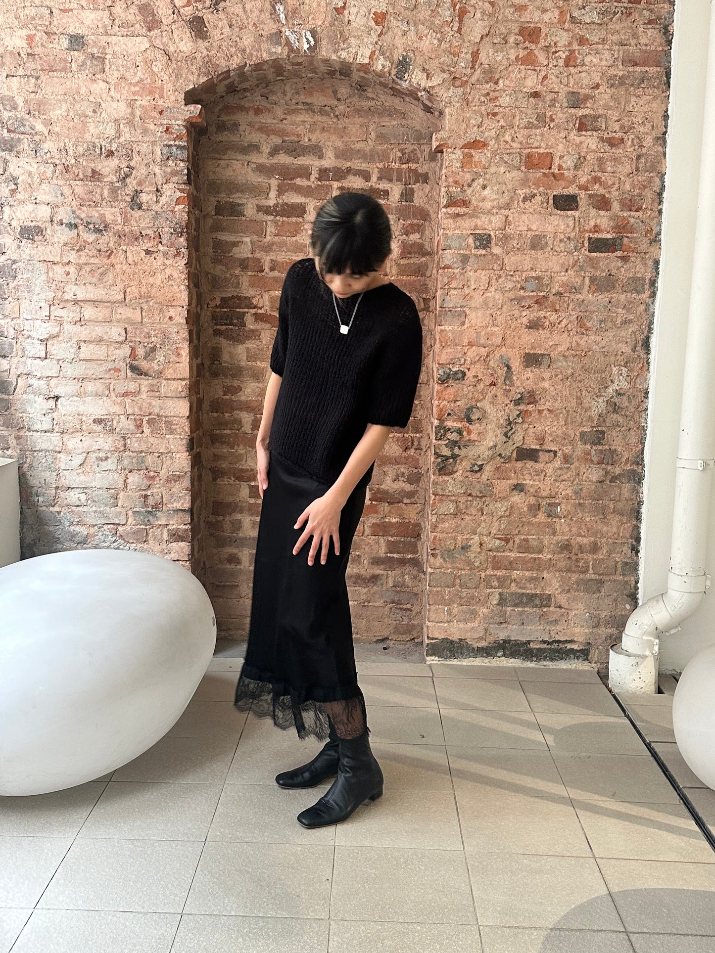 French LACETRIM SATIN SKIRT